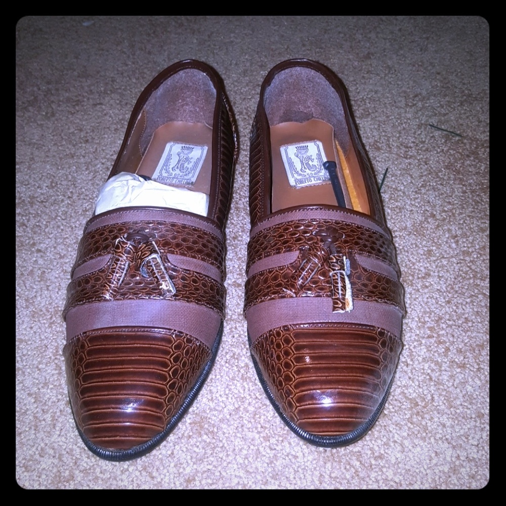 Roberto Chillini brown snake skin shoes